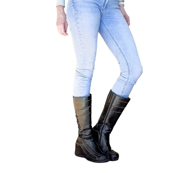 Aldo Black Leather Winter Boots, Size 38/7.5 - Picture 2 of 16